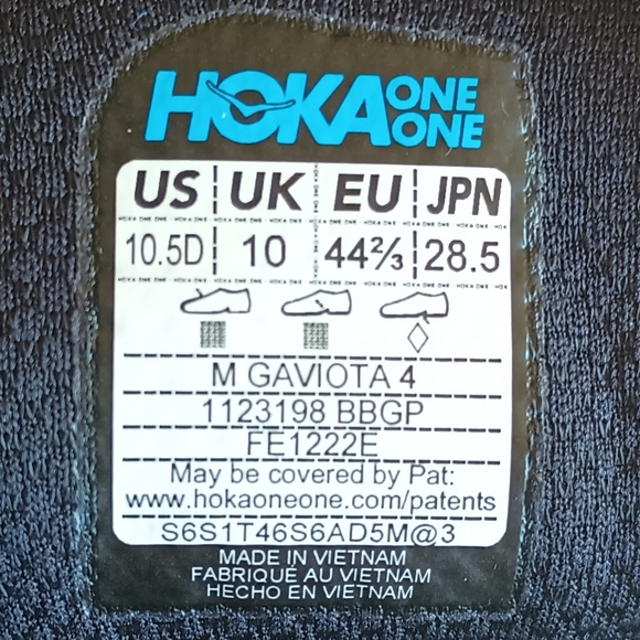 Men's Hoka One One Gaviota 4 Blue Running Hiking Shoes 11 11D 11.5D 12.5 12.5D - Picture 11 of 14